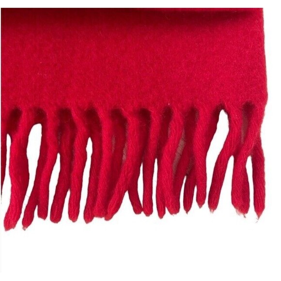 FARIBO Wool Large Red Fringe Picnic Blanket Throw Bass Brushed Felt Logo Vintage - Picture 7 of 8